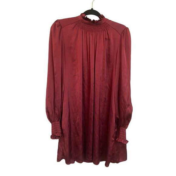 Adam Lippes Collective Green Mock Neck Long-Sleeve Mini Dress Womens Size 4 - Picture 2 of 4